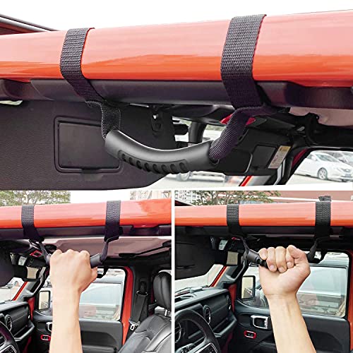 Bentolin 4 x Roll Bar Grab Handles Grip Handle Compatible for 1995-2021 Wrangler YJ TJ JK JKU JL Sports Sahara Freedom Rubicon X & Unlimited X 2/4 Door (Black) - Image 5