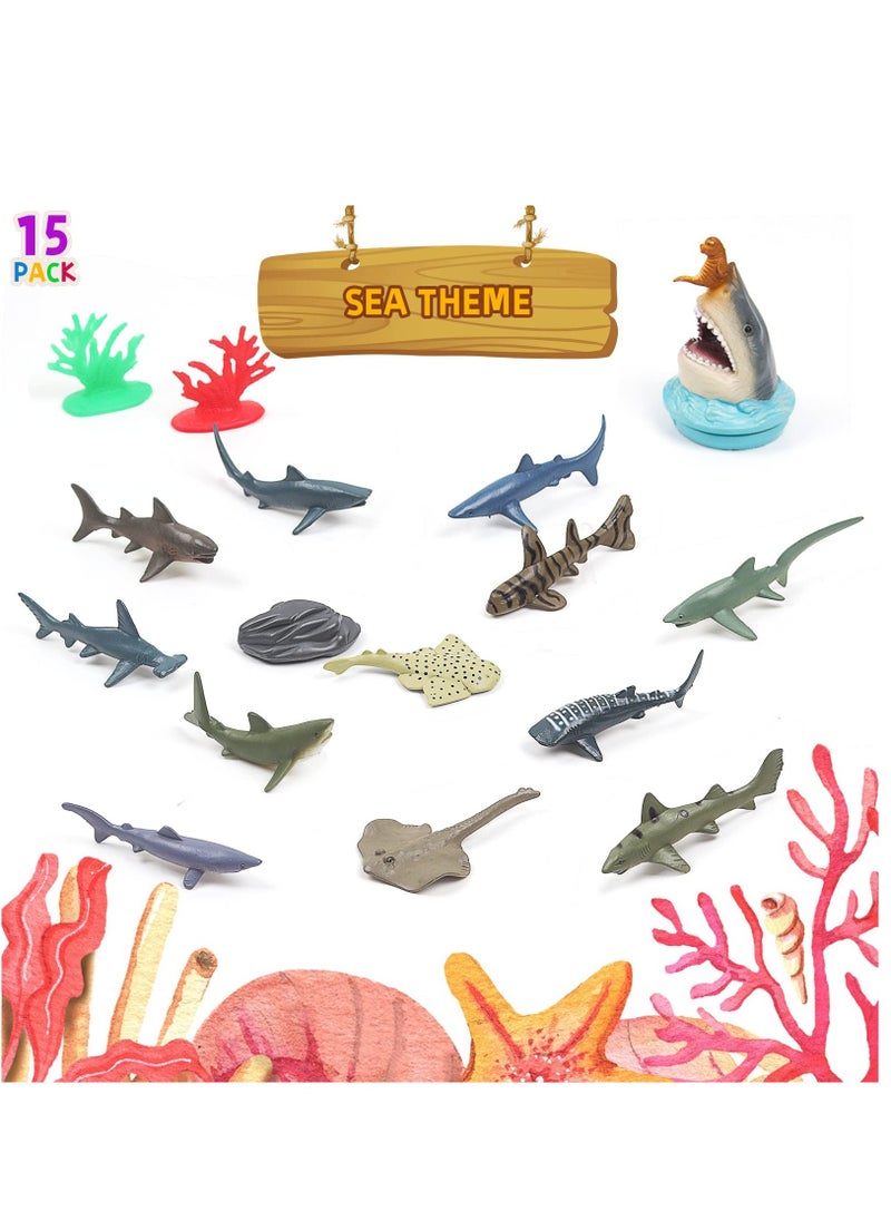 Toys Ocean Sea Animal, Mini Ocean Sea Animals Figure Creatures in Tube 15 pcs Set | Realistic Tiny Little Animals for Sensory Bin, Birthday Party Favor, Toddler 3-5 (Ocean Sea Animals) - Image 2