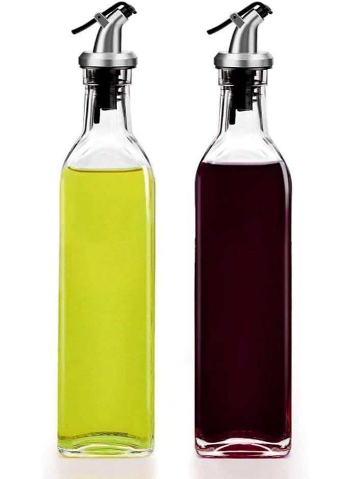 زوبا طقم موزع زيت وخل من قطعتين، زجاجات للمطبخ مضادة للتنقيط وزيت الطبخ والخل وصلصة الصويا مع اغطية - قطعتين - 500 مل - Image 1