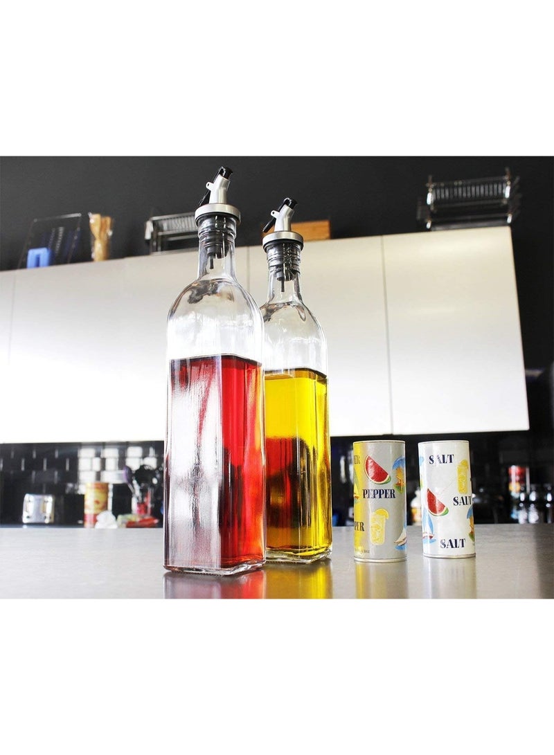 زوبا طقم موزع زيت وخل من قطعتين، زجاجات للمطبخ مضادة للتنقيط وزيت الطبخ والخل وصلصة الصويا مع اغطية - قطعتين - 500 مل - Image 5