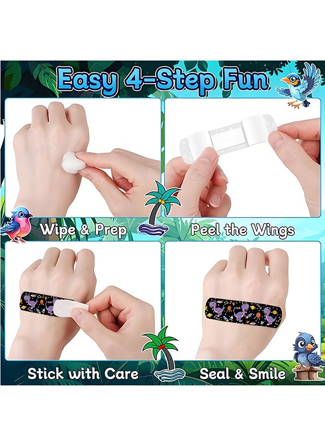 ٨٠ قطعة من الضمادات اللاصقة المرحة (٨ أشكال، ١٠ من كل شكل) - ضمادات ديناصورات للأطفال - شرائط إسعافات أولية آمنة للأطفال ومقاومة للماء للجروح والخدوش الطفيفة - Image 4