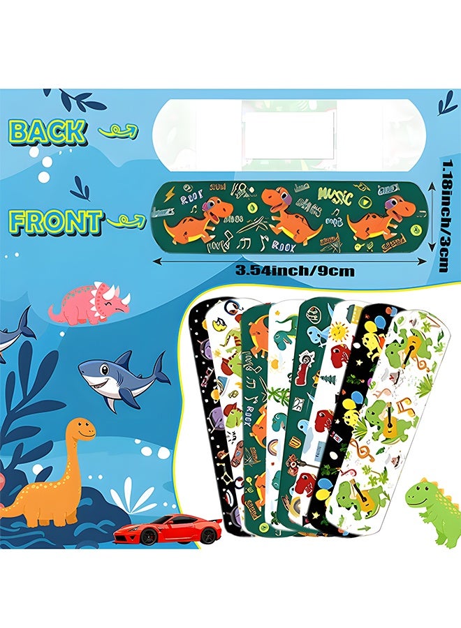 ٨٠ قطعة من الضمادات اللاصقة المرحة (٨ أشكال، ١٠ من كل شكل) - ضمادات ديناصورات للأطفال - شرائط إسعافات أولية آمنة للأطفال ومقاومة للماء للجروح والخدوش الطفيفة - Image 2