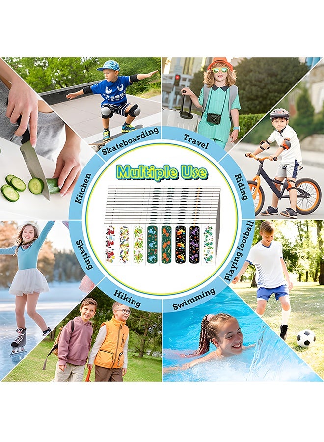 ٨٠ قطعة من الضمادات اللاصقة المرحة (٨ أشكال، ١٠ من كل شكل) - ضمادات ديناصورات للأطفال - شرائط إسعافات أولية آمنة للأطفال ومقاومة للماء للجروح والخدوش الطفيفة - Image 5