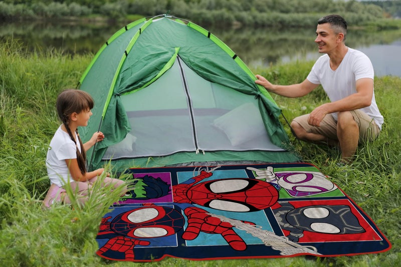 Sunny Side Up Marvel Spidey & His Amazing Friends Plush Travel Throw Blanket - Measures 40 x 50 Inches - Super Soft & Cozy Travel Accessories Features Miles Morales & Ghost Spider Gwen - Image 5