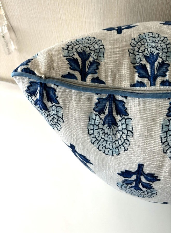 YugTex Babur Floral Printed Decorative Square Accent Throw Pillow Cover - Decor for Living Room, Sofa, Chair, Patio, Car, Balcony, Bench, Porch, Nursery, Office - 22x22 Inches, Blue - Image 5