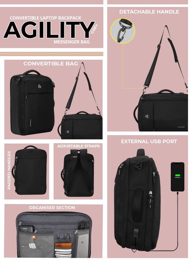 COSMUS Agility Black Convertible Standard Backpack Messenger Bag Shoulder Bag Laptop Case Handbag Business Briefcase Multi Functional Travel Bag Fits 15.6 Inch Laptop - Image 2