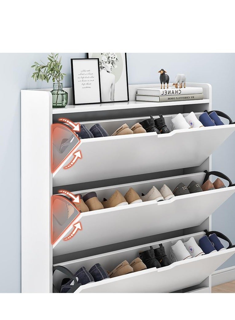 Golden Shoe Storage Cabinet with 3 Flip Drawers, Freestanding Organizer for Entryway, Narrow Shoe Rack Cabinet (white 78 * 17 * 110CM)  - Image 5