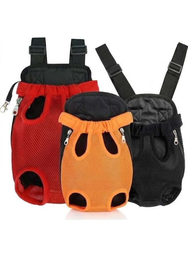 IMPORTED Extra Extra Small Pet Carrier Backpack for Newborn Animals up to 3 Months, 3-Piece Set (Red, Orange, Black), Adjustable Front Pack for Puppies, Kittens, and Small Pets - Image 1