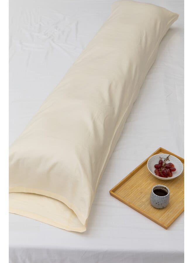محلة مجموعة أغطية وسائد طويلة - ساتان - دبل - اوف وايت - King - 180cm*45 cm - قطن مصري 100%