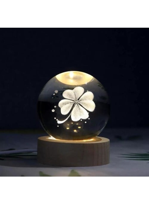 Decorative Flower Design Wooden Base Lighted Glass Globe Large Glass: 8cm Wood: 2cm - pzsku/Z7955773B74ED3F7759FAZ/45/_/1737275906/6aeb92ef-6889-4303-b953-716ab96a6dba