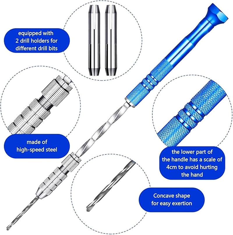 Mudder 46 Pieces Pin Vise Hand Drill Bits Set Include 1 Pin Vise Hand Drill 45 Mini Twist Drill Bit (0.3-3 mm) for DIY Wood Clay Resin Casting Molds Jewelry Pendant Making Supplies - Image 3