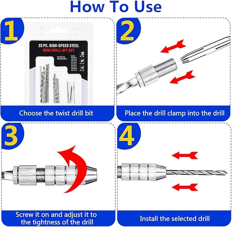 Mudder 46 Pieces Pin Vise Hand Drill Bits Set Include 1 Pin Vise Hand Drill 45 Mini Twist Drill Bit (0.3-3 mm) for DIY Wood Clay Resin Casting Molds Jewelry Pendant Making Supplies - Image 5