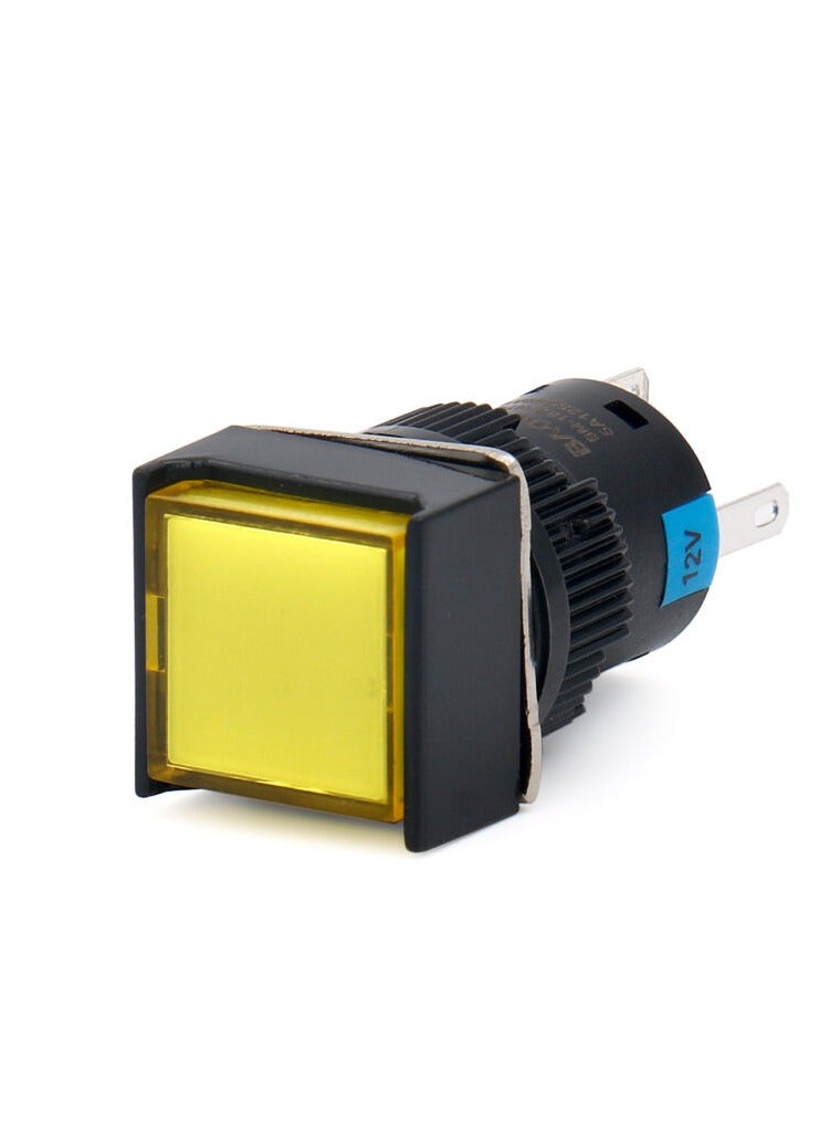 KNP KNP CB16AJ-11Z is a yellow On-Off square switch designed for efficient control in various electrical applications Its bright color ensures visibility making it easy to locate and operate even in low light conditions.  - Image 1
