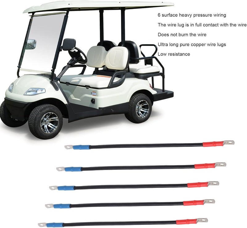 woobles Car Battery Cable, 5PCS Club Car Battery Cable with Heat Shrink Tubing Replacement for 48 Volt 1995‑Up - Image 4