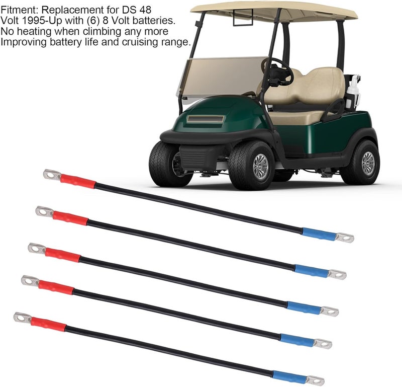 woobles Car Battery Cable, 5PCS Club Car Battery Cable with Heat Shrink Tubing Replacement for 48 Volt 1995‑Up - Image 5