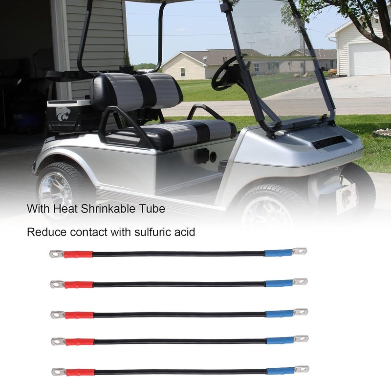 woobles Car Battery Cable, 5PCS Club Car Battery Cable with Heat Shrink Tubing Replacement for 48 Volt 1995‑Up - Image 3