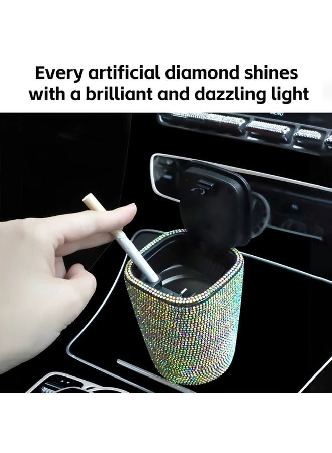 منفضة سجائر سيارة ماسية ملونة مع غطاء مقاومة للرياح والرائحة والحريق - Image 3