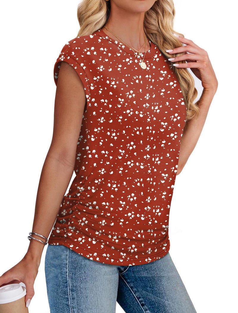 SAMPEEL Blouses for Women Dressy Summer Shirts Short Sleeve Tops Business Casual Outfits Vacation 2026 Red M - Image 4