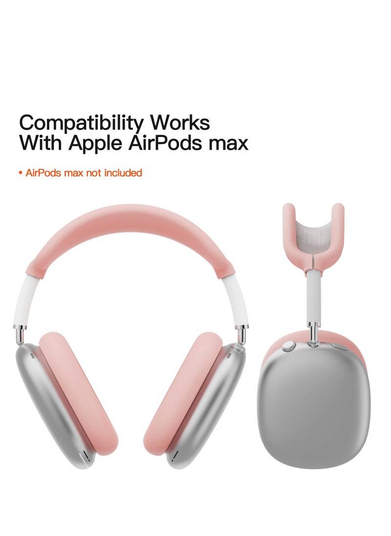Generic - Compatible with Overhead Cover Earcup Cover for AirPods Max Soft Silicone Anti-Scratch Protective Full Cover Headband Skin Cover Ear Pad Case Cover Set for AirPods Max Accessories-Pink - Image 1