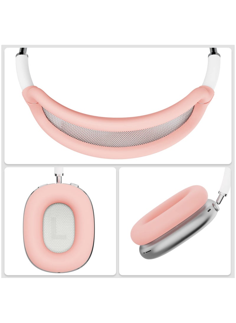 Generic - Compatible with Overhead Cover Earcup Cover for AirPods Max Soft Silicone Anti-Scratch Protective Full Cover Headband Skin Cover Ear Pad Case Cover Set for AirPods Max Accessories-Pink - Image 1