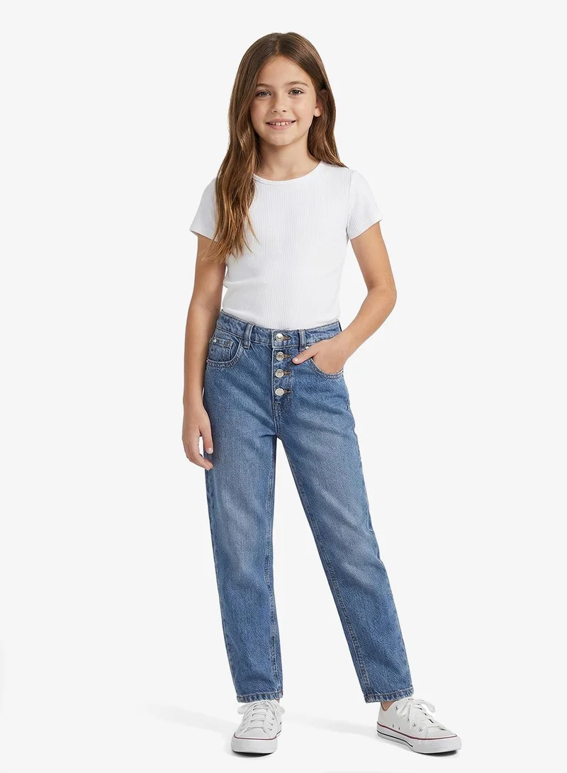 GUESS Youth Mom Rigid Denim Pants