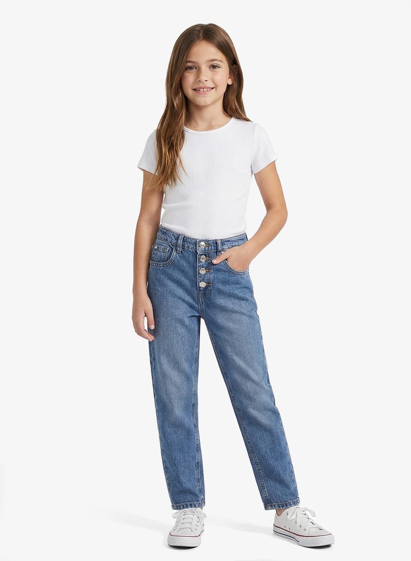 GUESS Youth Mom Rigid Denim Pants - Image 1