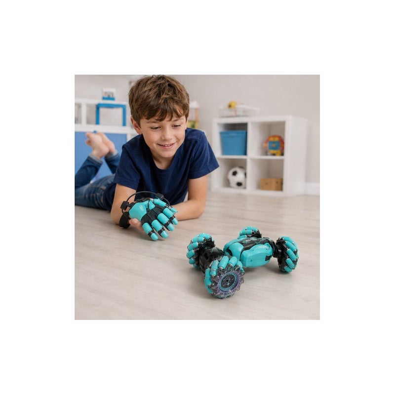 FZ Race Command | RC Stunt Car Toy with Gesture Control Glove and Remote Controller, Teal - Image 3