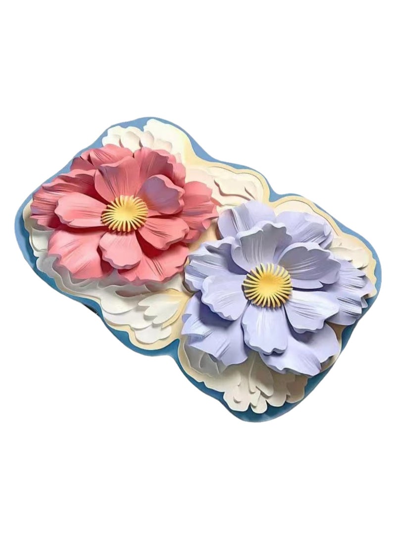 40x60cm3D Visual Flower Floor Mat Technology Velvet Bathroom Water-Absorbing Quick-Drying Mat Household Bathroom Special-Shaped Decorative Foot Mat ( Flower-1) - Image 1