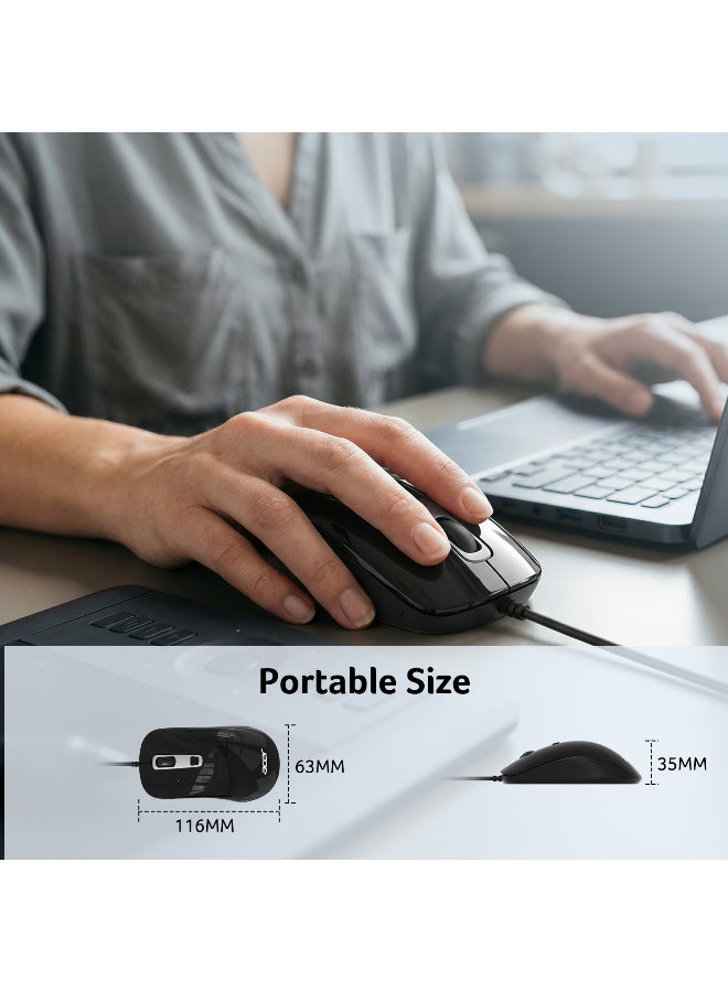 Acer Wired Optical Mouse - 1000 DPI, USB Plug & Play, Ambidextrous Ergonomic Design, 1.5m Cable, Reliable Navigation for Laptop & PC - Black black - Image 5