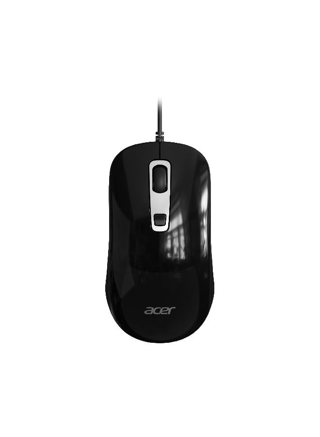 Acer Wired Optical Mouse - 1000 DPI, USB Plug & Play, Ambidextrous Ergonomic Design, 1.5m Cable, Reliable Navigation for Laptop & PC - Black black - Image 1