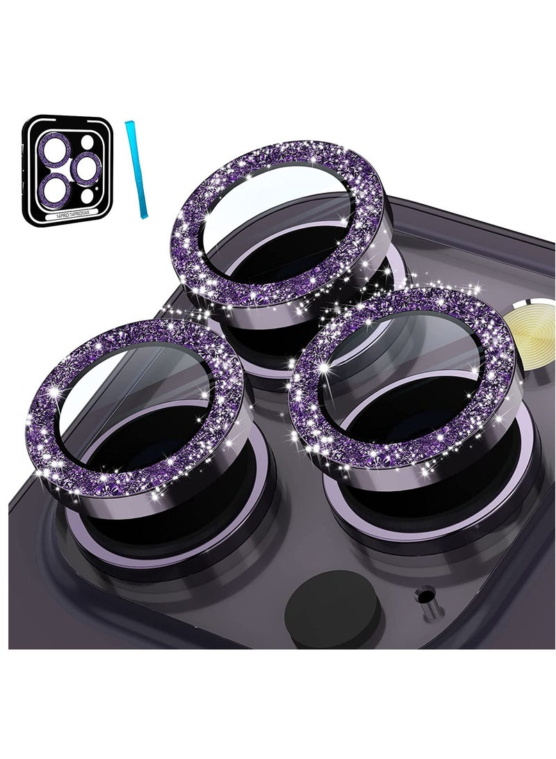 Camera Lens Protector for iPhone 14 Pro (6.1 inch) & iPhone 14 Pro Max (6.7 inch), 9H Tempered Glass Metal Ring Camera Cover Film [Case Friendly Anti-Scratch HD Clear], Glitter Colorful - Image 1