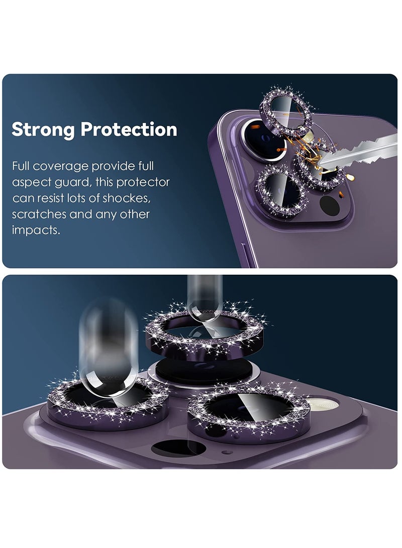 Camera Lens Protector for iPhone 14 Pro (6.1 inch) & iPhone 14 Pro Max (6.7 inch), 9H Tempered Glass Metal Ring Camera Cover Film [Case Friendly Anti-Scratch HD Clear], Glitter Colorful - Image 5