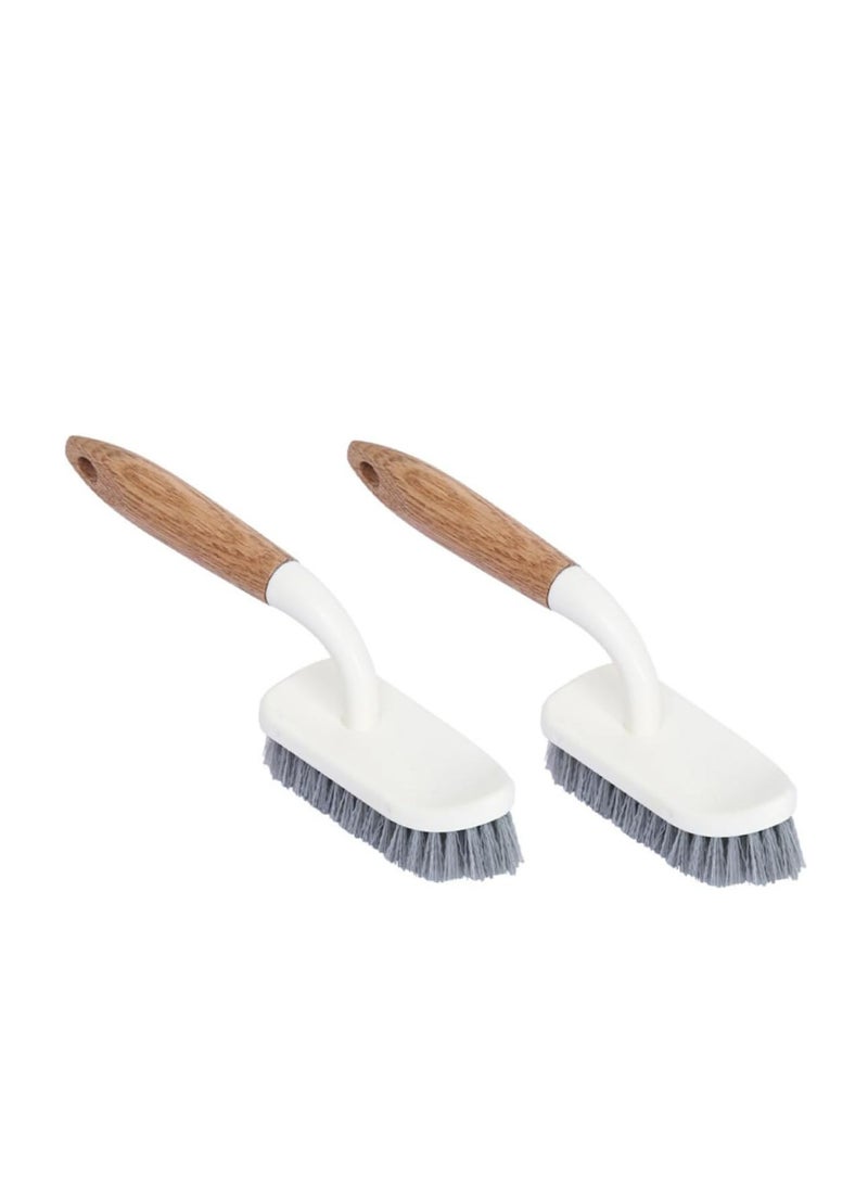 إسكدنيا 2 قطعة فرشاة تنظيف للأرض البيضاء مع مقود خشبي - Image 1