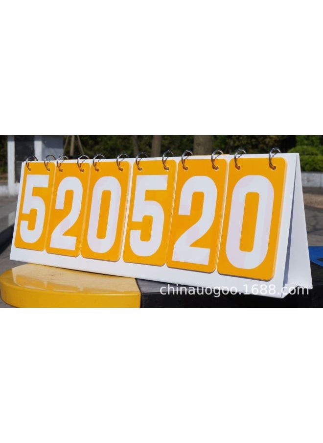 Generic Competition Scoreboard Activity Flip Card Red Yellow Blue Green Gray Scoring Card Early Education Color Number Card-Specifications:Six-digit Yellow Plastic Scoreboard  - Image 1