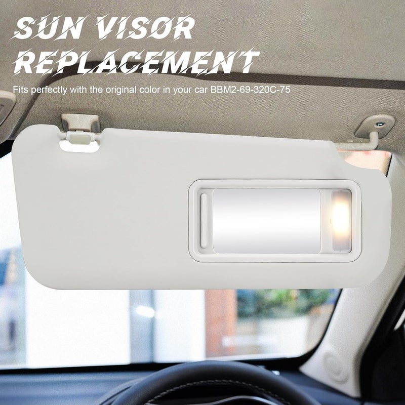 ILONPA Gray Passenger Right Side Sun Visor with Built-in Light - Image 3