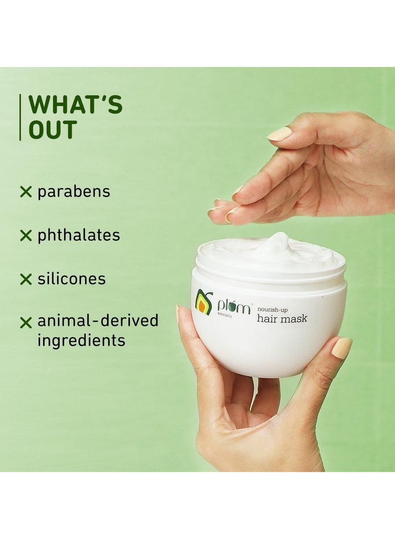 Plum Avocado NourishUp Hair Mask For FrizzFree Hair Contains Avocado Oil Argan Oil Shea Butter Hair Spa Treatment For Smooth Hair 100 Vegan, White, 250 gram - Image 3