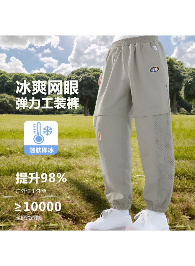 Bornbay boys' Cool-feel Sports Pants - Mid/large Kids' Summer Thin Long Pants, Casual Versatile Cargo Pants - Image 2