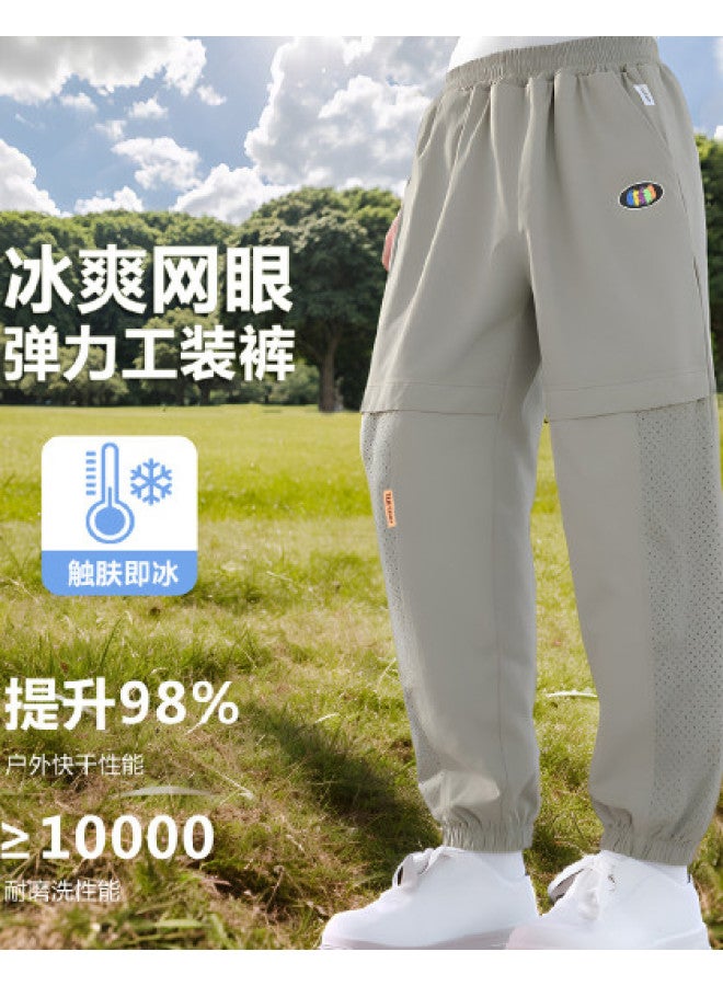 Bornbay boys' Cool-feel Sports Pants - Mid/large Kids' Summer Thin Long Pants, Casual Versatile Cargo Pants - Image 1