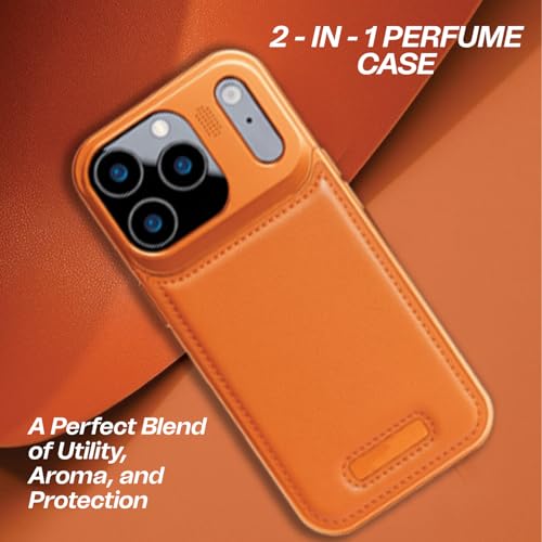 Tech Trendz TechTrendz Premium Metallic AeroFLex Aluminium Leather Back Case with Aroma Perfume Cover Compatible for iPhone 17 Pro Max (Orange) - Image 4