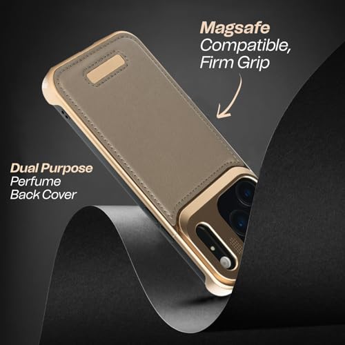 Tech Trendz TechTrendz Premium Metallic AeroFLex Aluminium Leather Back Case with Aroma Perfume Cover Compatible for iPhone 17 Pro Max (Orange) - Image 3