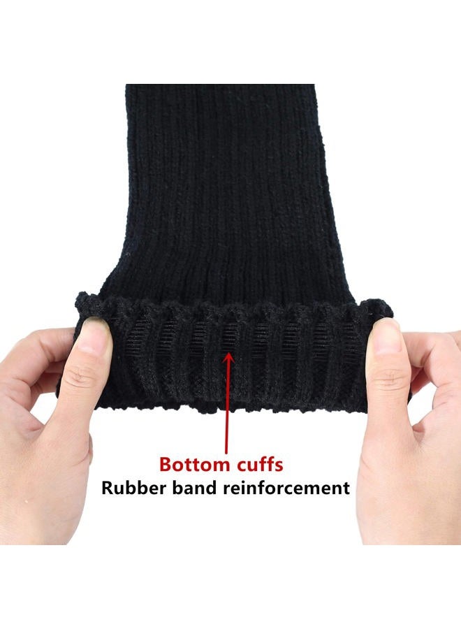 Leotruny Women's Winter Thick Knit Extra Long Thigh High Leg Warmers, C01-black, M - Image 5