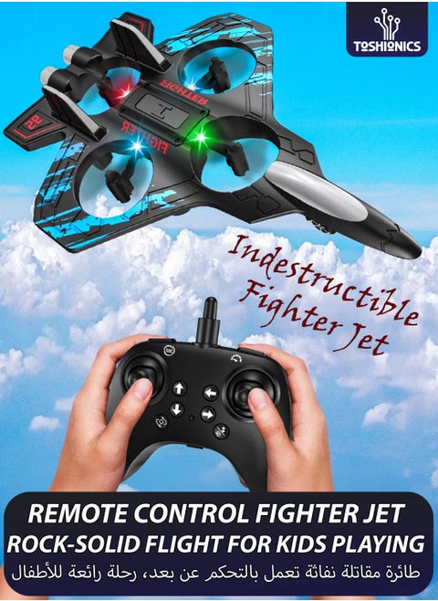 Remote Control Fighter Jet Plane Toys for Kids RC Airplane Mimics Drone Helicopter with 360 Degree Stunts Flying Model Aircraft Aeroplane Toy Quadcopter, Automatic Hover EPP Foam Durable Body, 6 Axis Gyroscope, LED Lights, 100m Range, Rechargeable Battery Easy to Fly for Beginners and Children