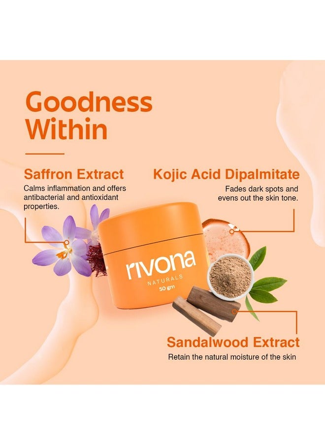 RIVONA NATURALS Rivona Naturals Honey & Saffron Face Cream | Brightening face cream with niacinamide and kojic | Glowing and Nourishing Skin | For Men,Women |Vegan,Dermatologically | 50 gm  - Image 2