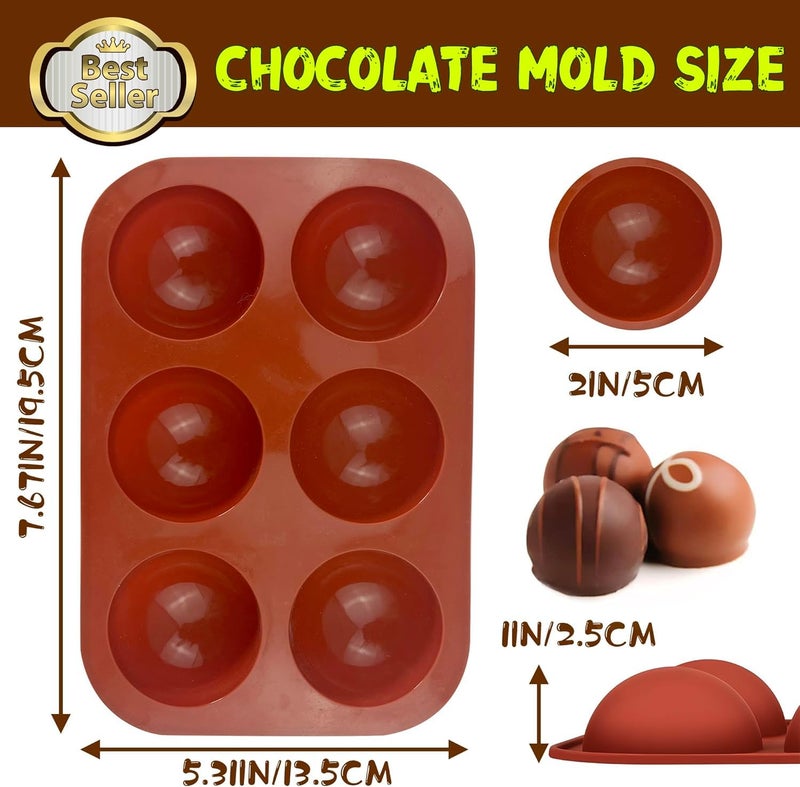 BAKERS 4U Silicone Baking Molds 6Cavity Semi Sphere 2 inch Diameter Set of 4 for Chocolate Cake Jelly Mousse - Image 2
