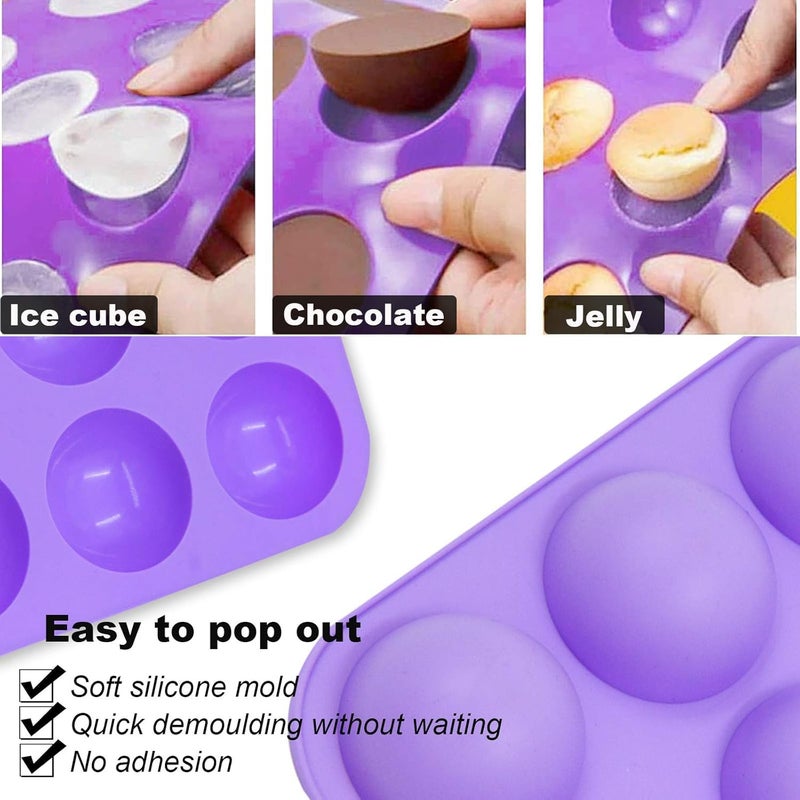 BAKERS 4U Silicone Baking Molds 6Cavity Semi Sphere 2 inch Diameter Set of 4 for Chocolate Cake Jelly Mousse - Image 5
