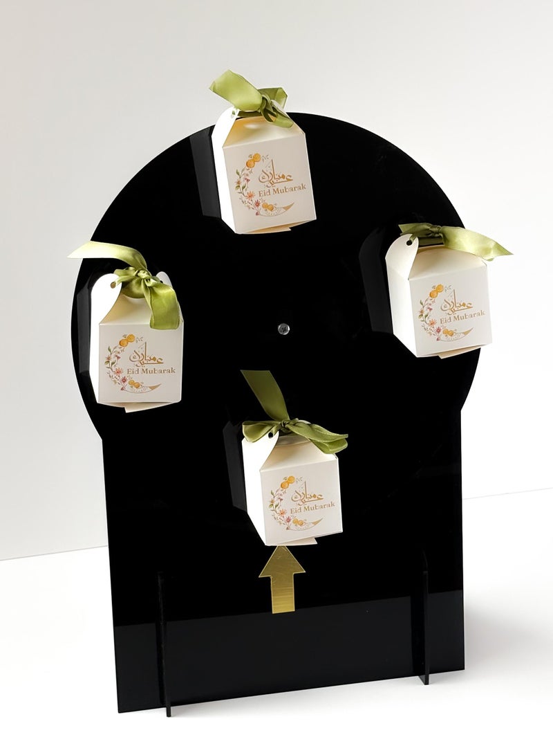 لوحة ستاند ديكور من الأكريليك بدائرة متحركة يعلق بها علب هدايا العيد - Image 2