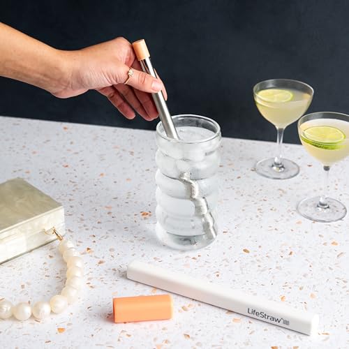 LifeStraw Sip – Reusable Stainless Steel Water Filter Drinking Straw with Carry Case, Removes Microplastics, Bacteria and Parasites for Travel and Everyday Use, Apricot - Image 3