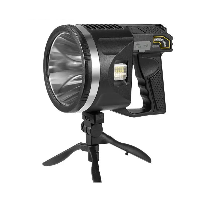 MIXEN Rechargeable Spotlight 90000 Lumens Handheld Hunting Flashlight Led Spot Light with COB Light and Solar Panels Lightweight and Super Bright for Hunting Boating Camping - Image 1