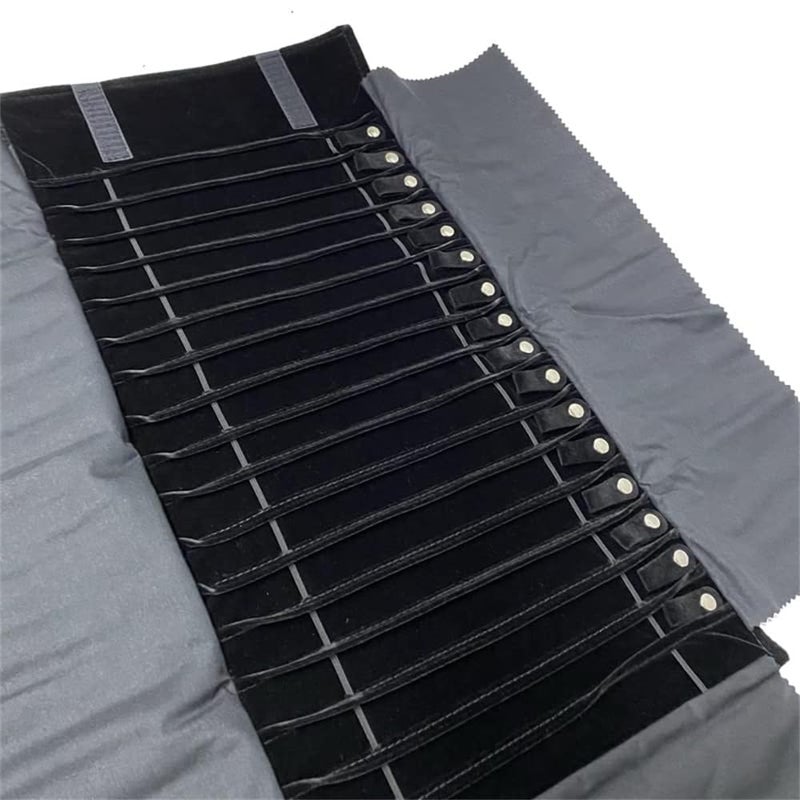 SCIKHEFT Portable Jewelry Roll Untangled Secure Necklace Travel Storage Bag Displays Holder 16 Chain (Black) - Image 1