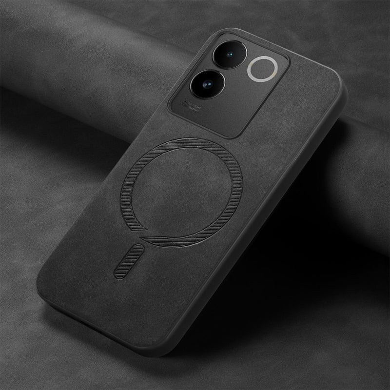 BURAQ Case Cover For vivo iQOO Neo9 / Neo9 Pro 5G Retro Magsafe Magnetic PU Back Cover Phone Case(Black) - Image 2